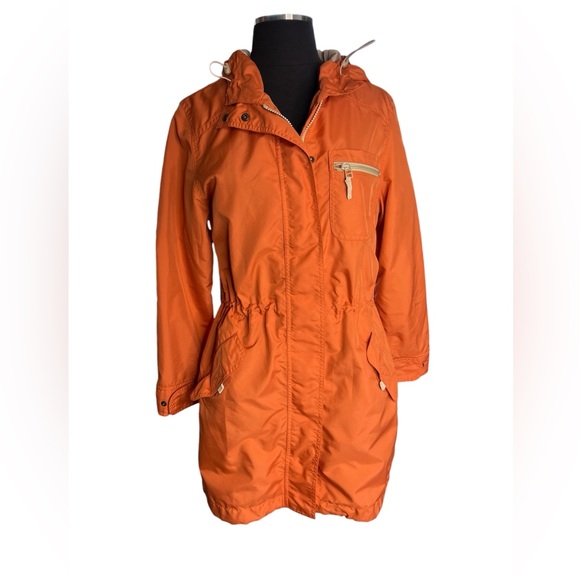 Eddie Bauer hooded Utility orange coat jacket Outerwear women’s size S - Picture 1 of 14